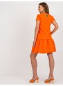 Fashionhunters RUE PARIS oranžové letní šaty s volánky