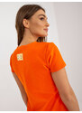 Fashionhunters RUE PARIS oranžové letní šaty s volánky