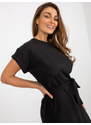 Fashionhunters Černé rovné šaty s páskem z RUE PARIS
