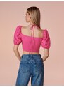 Sinsay - Crop top s ozdobným vázáním - sytě růžová