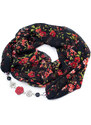 Bijoux Me Šála s bižuterií Extravagant - černo-červená s květy