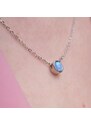 SilveAmo Stříbrný náhrdelník Kapka modrého opálu