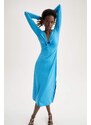 DEFACTO V Neck Long Sleeve Midi Dress