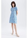 DEFACTO Relax Fit A Cut Short Sleeve Printed Mini Dress