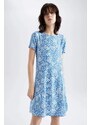 DEFACTO Relax Fit A Cut Short Sleeve Printed Mini Dress