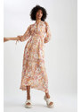 DEFACTO A Cut Long Sleeve Floral Print Maxi Dress