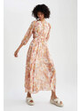 DEFACTO A Cut Long Sleeve Floral Print Maxi Dress