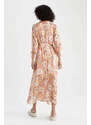 DEFACTO A Cut Long Sleeve Floral Print Maxi Dress