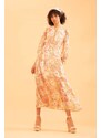 DEFACTO A Cut Long Sleeve Floral Print Maxi Dress