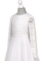 Dívčí šaty bílé s tylem XS Tosia BZ - 059
