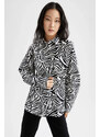 DEFACTO Oversize Fit Long Sleeve Zebra Print Shirt