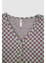 DEFACTO Slim Fit V Neck Check Print Cardigan