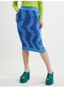 Modrá dámská vzorovaná svetrová midi sukně Noisy May Cosmic - Dámské