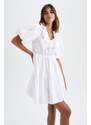 DEFACTO Short Sleeve Mini Short Sleeve Woven Dress