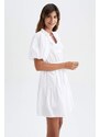 DEFACTO Short Sleeve Mini Short Sleeve Woven Dress