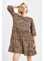 DEFACTO Animal Half Sleeve Mini Long Sleeve Dress