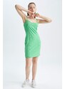 DEFACTO bodycon Strappy Mini Short Sleeve Knitted Dress