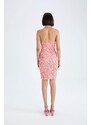 DEFACTO bodycon Flower Sleeveless Mini Short Sleeve Knitted Dress