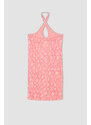 DEFACTO bodycon Flower Sleeveless Mini Short Sleeve Knitted Dress