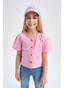 DEFACTO Girls Modern Fit Linen Look Short Sleeve Shirt