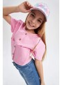 DEFACTO Girls Modern Fit Linen Look Short Sleeve Shirt