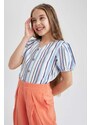 DEFACTO Girls Regular Fit Patterned Cotton Short Sleeve Shirt