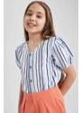 DEFACTO Girls Regular Fit Patterned Cotton Short Sleeve Shirt