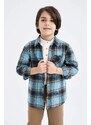 DEFACTO Boy Regular Fit Polo Neck Flannel Long Sleeve Shirt