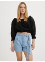 Černý dámský vzorovaný crop top Guess Rafa - Dámské