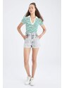 DEFACTO Paperbag Fit High Waist Mini Jean Shorts