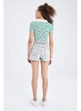 DEFACTO Paperbag Fit High Waist Mini Jean Shorts