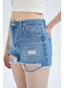 DEFACTO High Waisted Distressed Jean Short