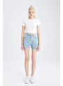 DEFACTO Mom Fit High Waisted Mini Jean Short