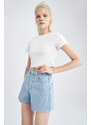 DEFACTO Mom Fit High Waisted Mini Jean Short