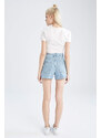 DEFACTO Mom Fit High Waisted Mini Jean Short