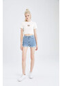 DEFACTO Regular Waist Folded Jean Shorts