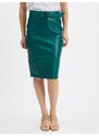 Orsay Zelená dámská pouzdrová koženková sukně - Dámské