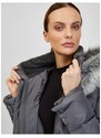 ORSAY Tmavě šedá dámská zimní prošívaná bunda s páskem