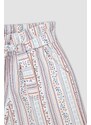DEFACTO Girl Paperbag Fit Belted Striped Short