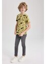 DEFACTO Boy Regular Fit Crew Neck Patterned Short Sleeve T-Shirt