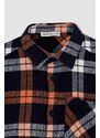 DEFACTO Boy Oversize Fit Polo Neck Flannel Long Sleeve Shirt