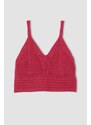 DEFACTO V-Neck Strap Slim Fit Knit Knitwear Crochet Singlet