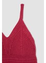 DEFACTO V-Neck Strap Slim Fit Knit Knitwear Crochet Singlet