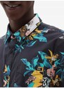 Černá pánská květovaná košile VANS Kessel SS Shirt - Pánské