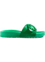 Green slippers with Shelvt buckle