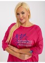 Fashionhunters Dámská fuchsiová halenka plus size s kapsami