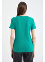 DEFACTO Slim Fit V-Neck Basic Short Sleeve T-Shirt