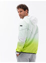 Ombre Clothing Pánská sportovní bunda s ombre efektem - bílá a limetkově zelená V1 OM-JANP-0104