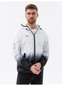 Ombre Clothing Pánská sportovní bunda s ombre efektem - bílo-černá V4 OM-JANP-0104