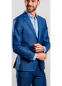 Alain Delon Modrý károvaný Slim fit oblek